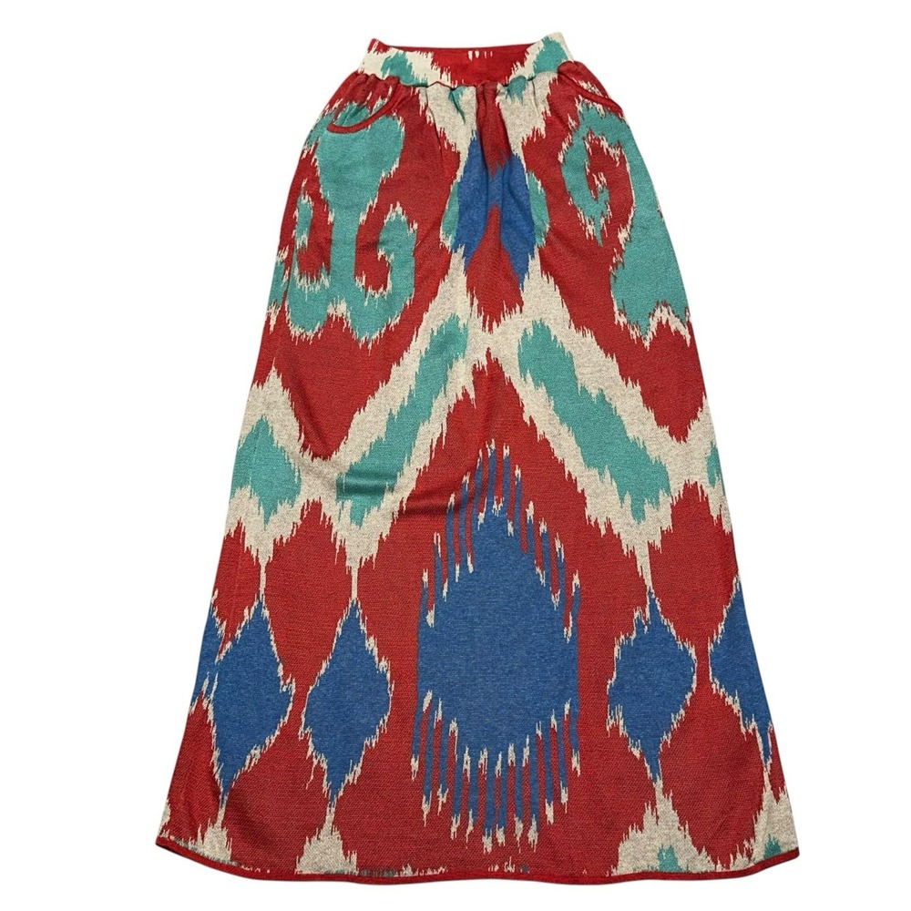 Peruvian Connection Womens Multicolor Geometric Ikat Maxi Skirt Pull On Size M